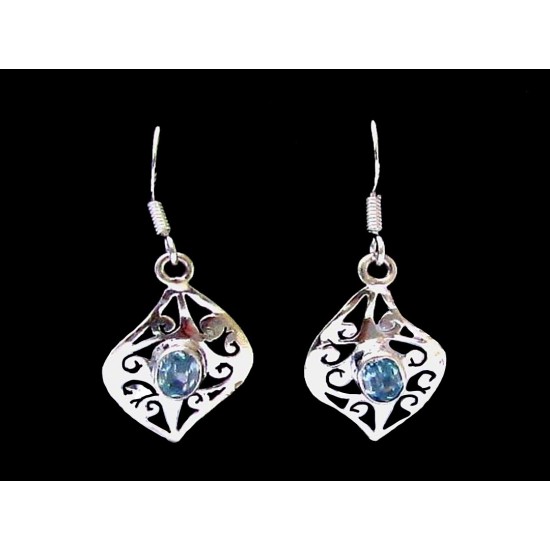 Boucles d Oreilles indiennes argent Topaze - Bijoux indiens,Boucles d Oreilles indiennes