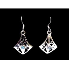 Boucles d'Oreilles indiennes argent Topaze - Bijoux indiens Boucles d'Oreilles indiennes argent Topaze - Bijoux indiens