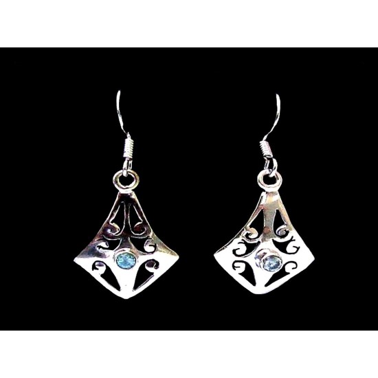 Boucles d Oreilles indiennes argent Topaze - Bijoux indiens,Boucles d Oreilles indiennes