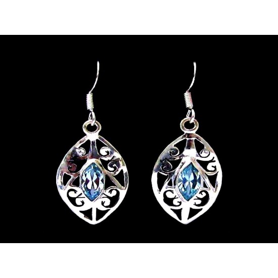 Boucles d Oreilles indiennes argent Topaze - Bijoux indiens,Boucles d Oreilles indiennes