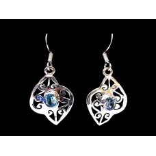 Boucles d'Oreilles indiennes argent Topaze - Bijoux indiens Boucles d'Oreilles indiennes argent Topaze - Bijoux indiens