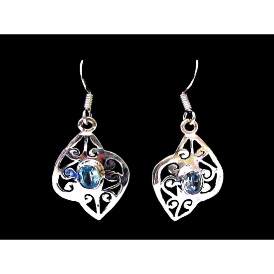 Boucles d Oreilles indiennes argent Topaze - Bijoux indiens,Boucles d Oreilles indiennes