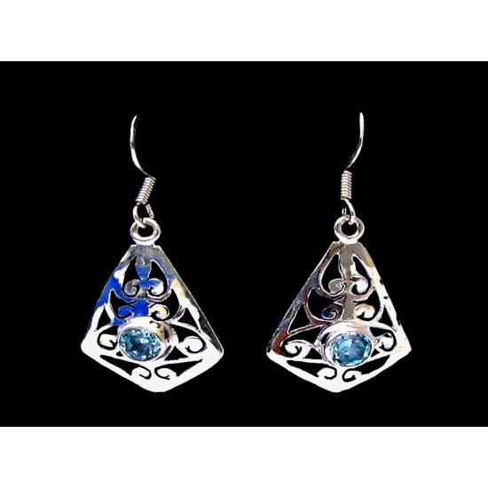 Boucles d Oreilles indiennes argent Topaze - Bijoux indiens,Boucles d Oreilles indiennes