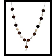 Handmade necklace chalcedony, tiger eye and silver