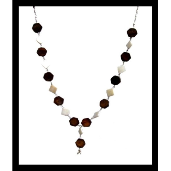 Handmade necklace chalcedony, tiger eye and silver,Indian Necklaces