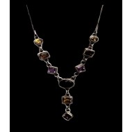 Indian jewelry - Necklace Citrine, Smoky Quartz and Amethyst