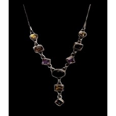 Indian jewelry - Necklace Citrine, Smoky Quartz and Amethyst