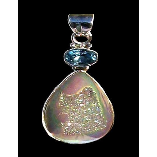 Bijoux inde argent - Pendentif indien Agate Druzy,Pendentifs indiens