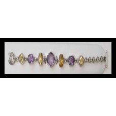 Bijoux indiens argent - Bracelet indien Améthyste et Citrine Bijoux indiens argent - Bracelet indien Améthyste et Citrine