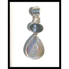 Bijoux indiens argent - Pendentif indien Agate Druzy Bijoux indiens argent - Pendentif indien Agate Druzy