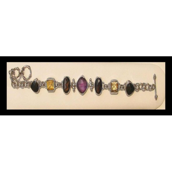 Bijoux indiens - Bracelet indien Améthyste, Citrine, Onyx, Quartz Fumé, Bracelets indiens