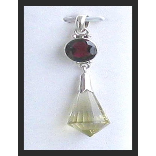 Indian jewelery - Garnet and Citrine Pendant India,Indian Pendants