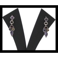 Boucles d'Oreilles indiennes Améthyste,Grenat,Citrine