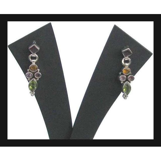 Indian silver jewellery - Indian multy stones Earrings,Indian Earrings