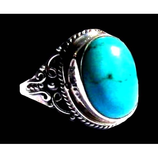 Turquoise - Bague indienne argent Turquoise - Bijoux Inde,Bagues hommes avec Pierre