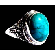Turquoise - Bague indienne argent Turquoise - Bijoux Inde