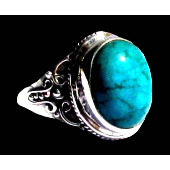 Turquoise - Bague indienne argent Turquoise - Bijoux Inde,Bagues hommes avec Pierre