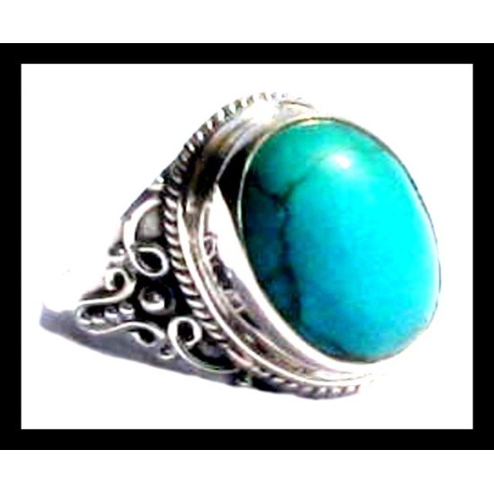 Turquoise - Bague indienne argent Turquoise - Bijoux Inde,Bagues hommes avec Pierre