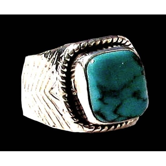 Turquoise - Bague indienne argent Turquoise - Bijoux Inde,Bagues hommes avec Pierre