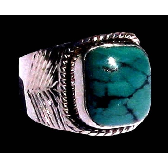 Turquoise - Bague indienne argent Turquoise - Bijoux Inde,Bagues hommes avec Pierre