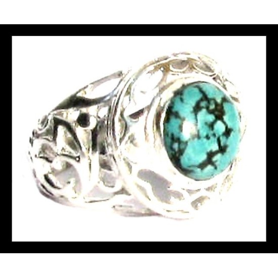 Turquoise - Bague indienne argent Turquoise - Bijoux Inde,Bagues hommes avec Pierre