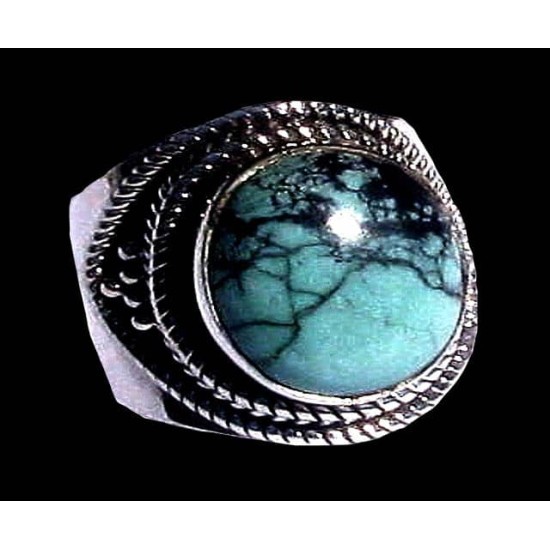 Turquoise - Bague indienne argent Turquoise - Bijoux Inde,Bagues hommes avec Pierre