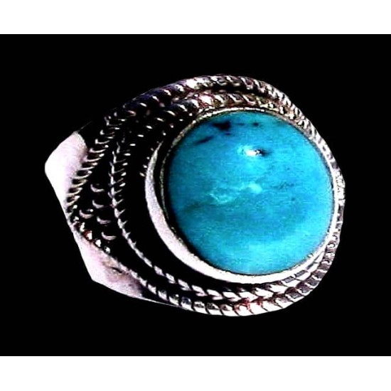 Turquoise - Bague indienne argent Turquoise - Bijoux Inde,Bagues hommes avec Pierre