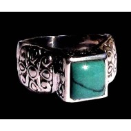 Turquoise - Bague indienne argent Turquoise - Bijoux Inde