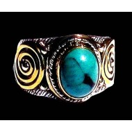 Turquoise - Bague indienne argent Turquoise - Bijoux Inde