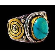 Turquoise - Bague indienne argent Turquoise - Bijoux Inde