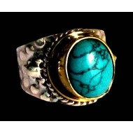 Turquoise - Bague indienne argent Turquoise - Bijoux Inde