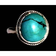 Turquoise - Bague indienne argent Turquoise - Bijoux Inde