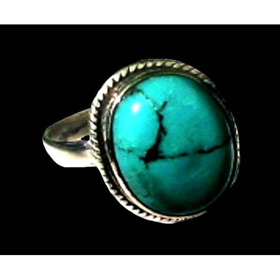 Bague indienne argent Turquoise - Bijoux Inde,Bagues indiennes