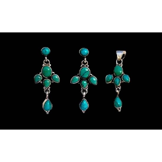 Indian silver jewellery - Indian Turquoise Pendant set,Indian Pendant set