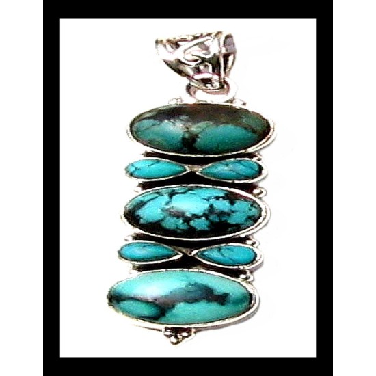 India silver jewellery - Indian Turquoise Pendant,Indian Pendants