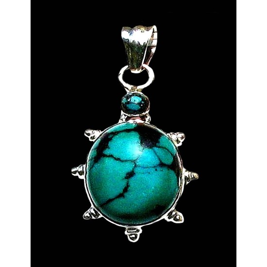 Turquoise - Pendentif indien Turquoise - Bijoux Inde (PE-TU-456A) Turquoise - Pendentif indien Turquoise - Bijoux Inde,Pendentifs indiens