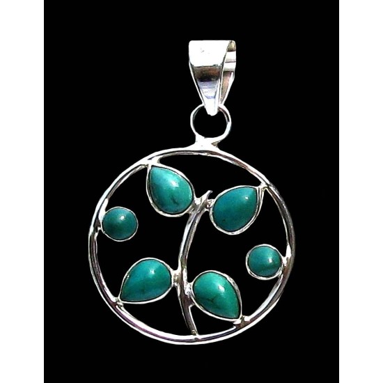 Indian silver jewellery - Indian Turquoise Pendant,Indian Pendants