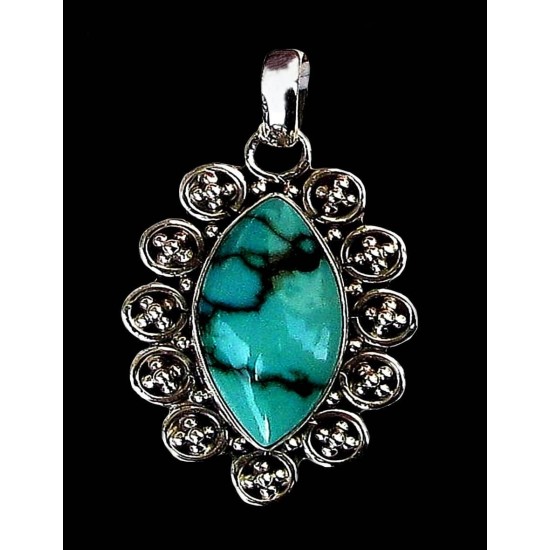 India silver jewellery - Indian Turquoise Pendant,Indian Pendants