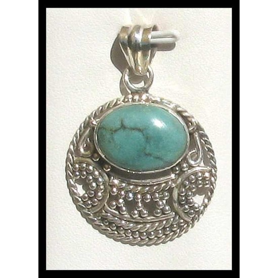 Turquoise - Pendentif indien Turquoise - Bijoux Inde,Pendentifs indiens