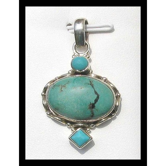 India silver jewellery - Indian Turquoise Pendant,Indian Pendants