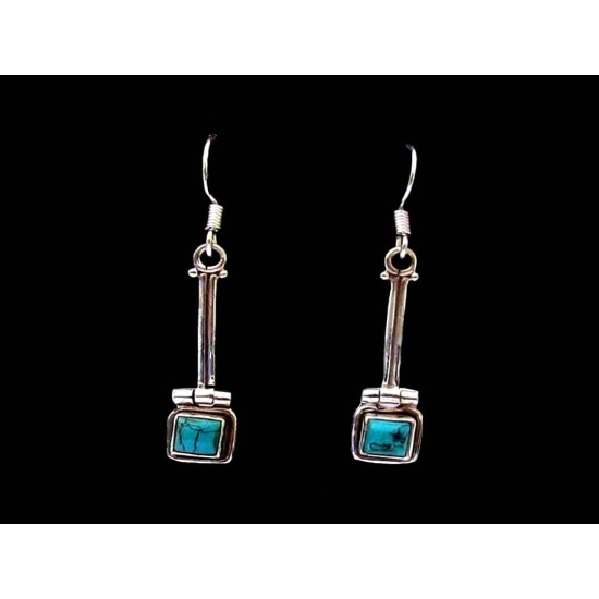 Indian silver jewellery - Indian Turquoise Earrings,Indian Earrings