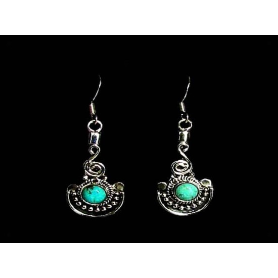 Indian silver jewellery - Indian Turquoise Earrings,Indian Earrings