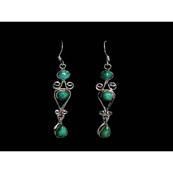 Indian silver jewellery - Indian Turquoise Earrings,Indian Earrings