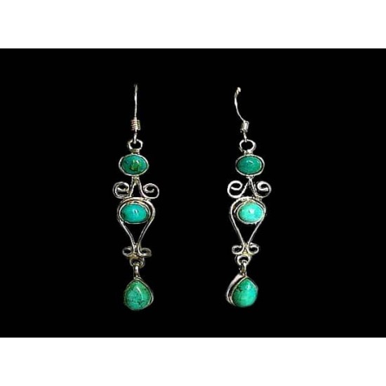 Turquoise - Boucles d Oreilles indiennes Turquoise - Bijoux Inde,Boucles d Oreilles indiennes