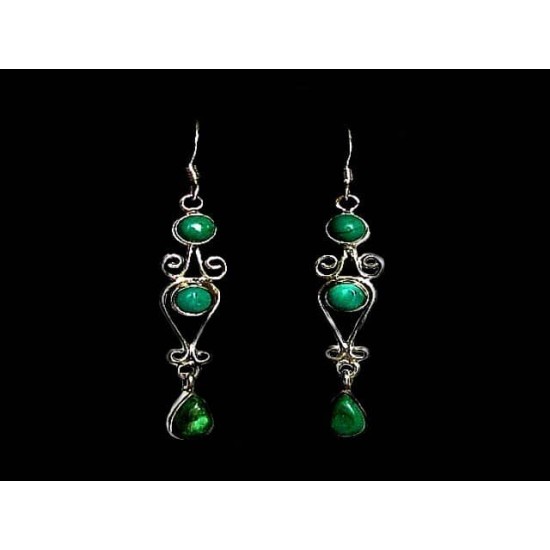 Turquoise - Boucles d Oreilles indiennes Turquoise - Bijoux Inde,Boucles d Oreilles indiennes