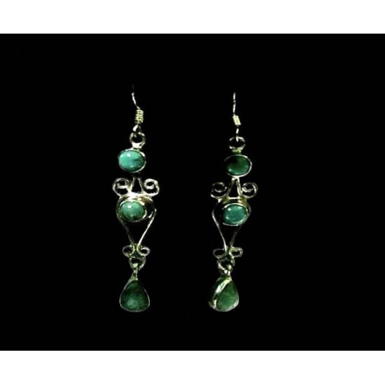 Boucles d'Oreilles indiennes Turquoise-Bijoux Inde