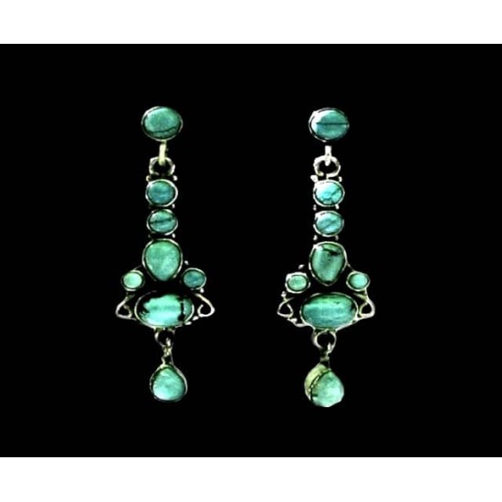 Indian silver jewellery - Indian Turquoise Earrings,Indian Earrings