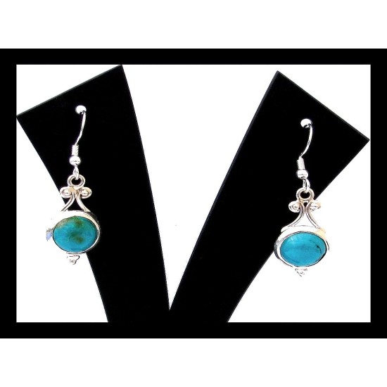 Indian silver jewellery - Indian Turquoise Earrings,Indian Earrings