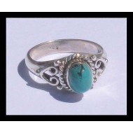 Turquoise - Bague indienne argent Turquoise - Bijoux Inde