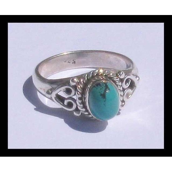 Turquoise - Bague indienne argent Turquoise - Bijoux Inde,Bagues indiennes